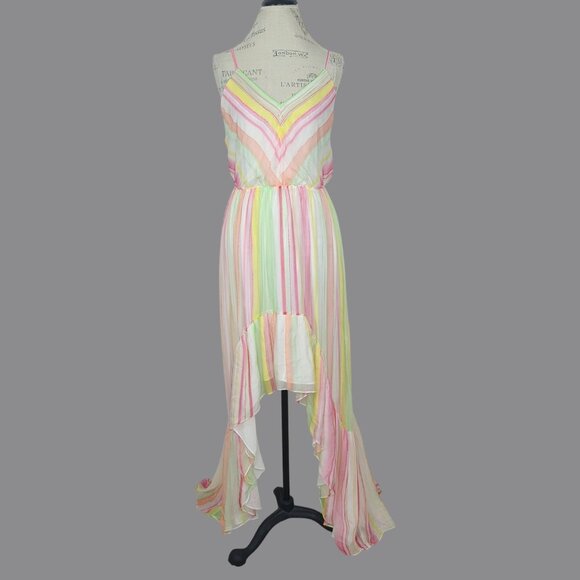 Ramy Brook Dress Small Hi Lo Pink Striped Sleeveless NWT - Picture 2 of 12